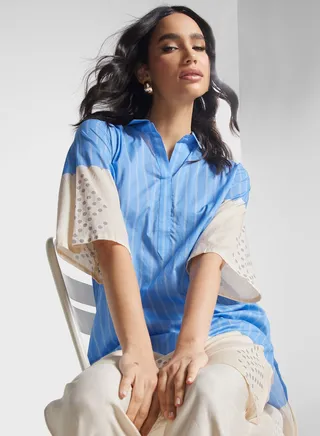 Striped Color Block Kurti