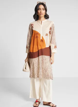 Striped Color Block Kurti 