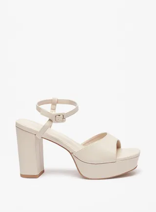 Womens Solid Open-Toe Sandals with Block Heels and Ankle Strap 