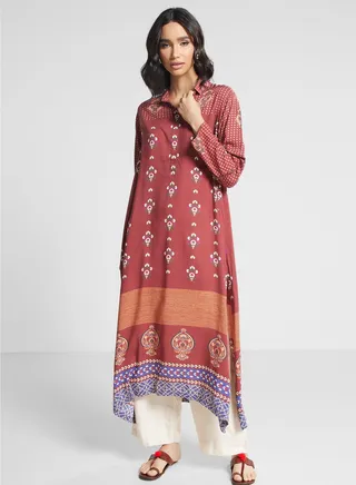 Printed Flared Sleeve Kurti 