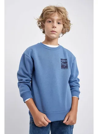 Boy Knitted Oversize Fit Crew Neck Long Sleeve Sweat Shirt 