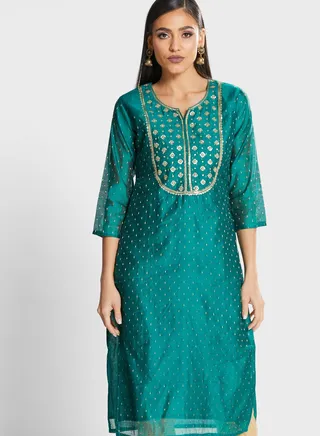 Sequin Detail Embellished Kurti 