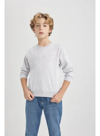 Boy Regular Fit Crew Neck Long Sleeve Knitted Sweat Shirt 