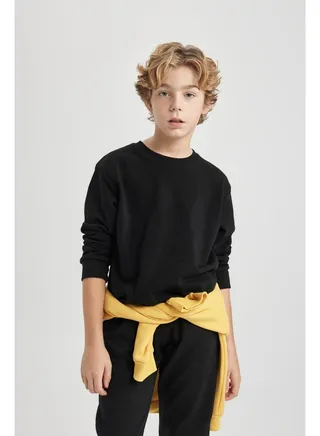Boy Regular Fit Crew Neck Long Sleeve Knitted Sweat Shirt 