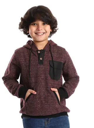 Boys Hoodie With Pockets And Buttons 