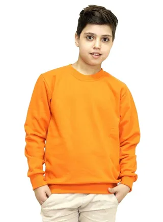 Basic Sweatshirt Melton Cotton For Kids - Orange 