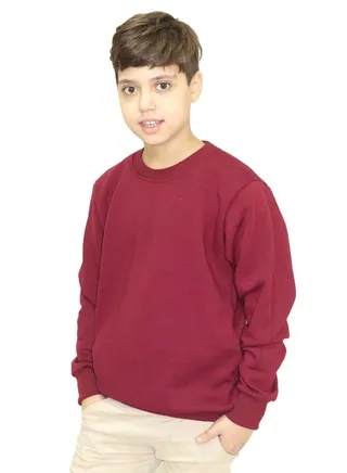 Basic Sweatshirt Melton Cotton For Kids - Burgundy 
