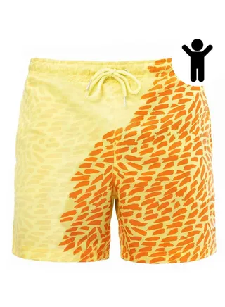 Children Funny Colour Changing Swimming Shorts Yellow/Orange 