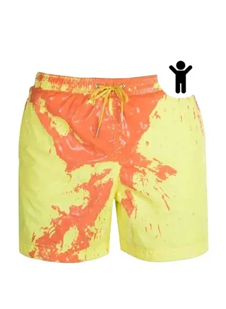 Children Funny Colour Changing Swimming Shorts Yellow/Orange 
