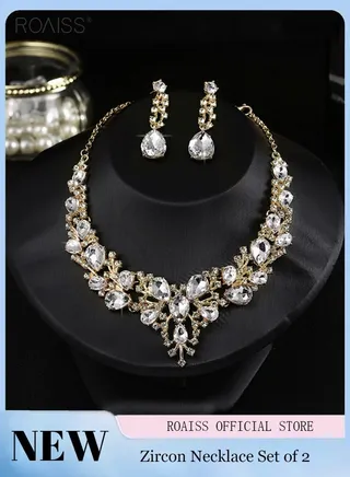 2 Pieces Of Haoshi Bride Jewelry Fashion Atmosphere Full Diamond Banquet Jewelry Silver Evening Dress Accessories 