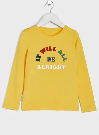 Kids Embroidered Text T-Shirt 