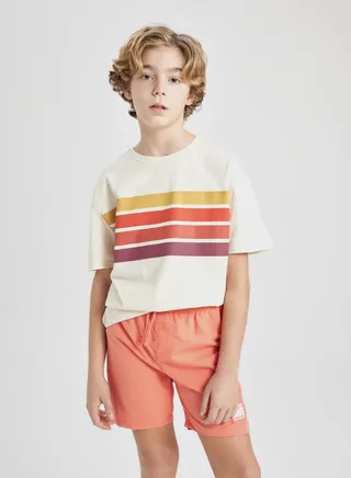 Boy Oversize Fit Crew Neck Striped T-Shirt 