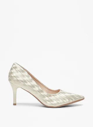 Women's Textured Slip-On Pumps with Stiletto Heels 