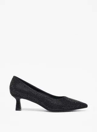Women Studded Slip On Pumps with Kitten Heels