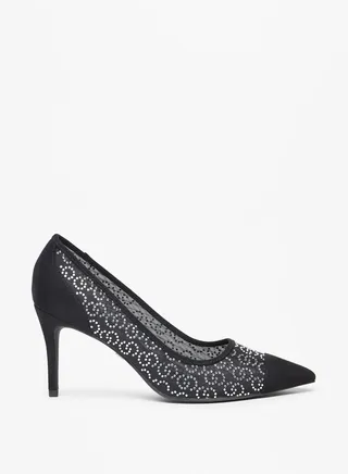 Women's Monogram Embellished Slip-On Pumps with Stiletto Heels