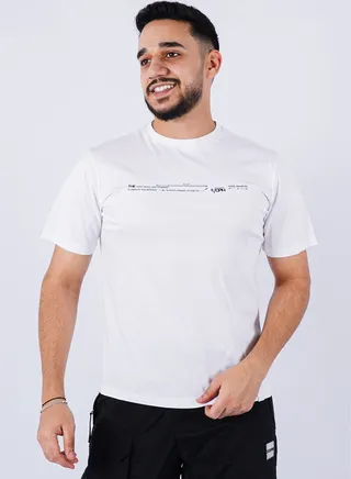 Men's Regular-Fit Knitted 100% Cotton Printed T-Shirt in Bright White 