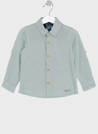 Nauti Nati Boys Green Standard Opaque Printed Casual Shirt 