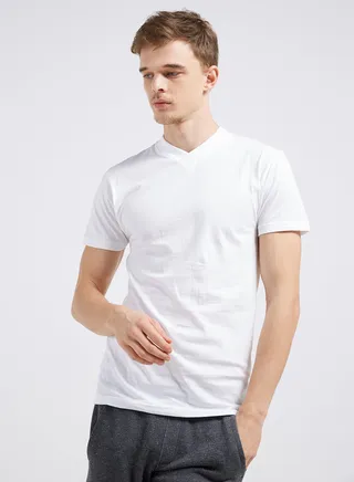 V-Neck Short Sleeves T-Shirt White 