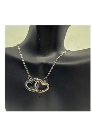 A Unique Silver women's necklace with a pendant design in the shape of intertwined hearts 