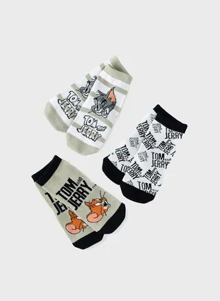 Kids 3 Pack Tom & Jerry Crew Socks 