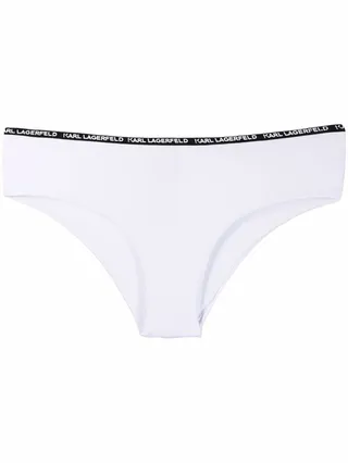 Logo Tape-Trimmed Bikini Bottoms