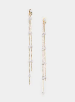 Long Faux Pearl Earrings