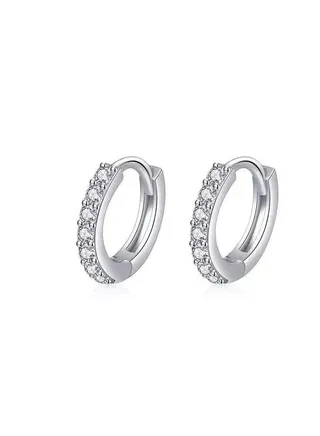 Silver stainless steel earring + zircon crystal 