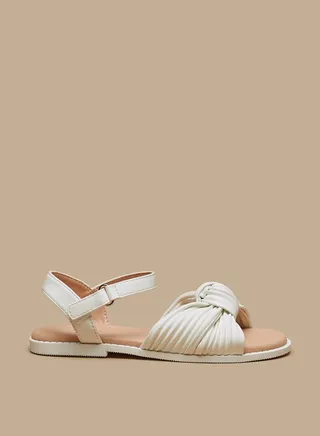 Girls Knot Detail Sandals with Hook and Loop Closure 