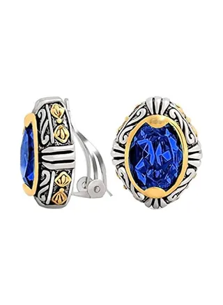 Sapphire Studded Clip On Earrings 