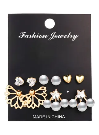 Pair Of 5 Ear Studs Set 