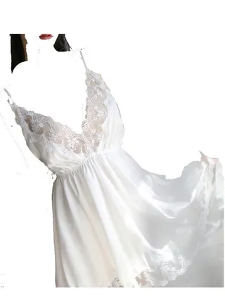 Women Satin Lace Chemise  Lingerie Sleepwear Nightgown  Dress 