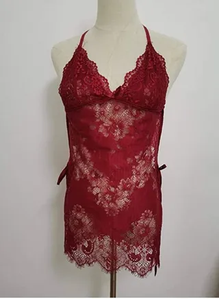 Women Floral Lace Sleeveless Night Wear  Dress 