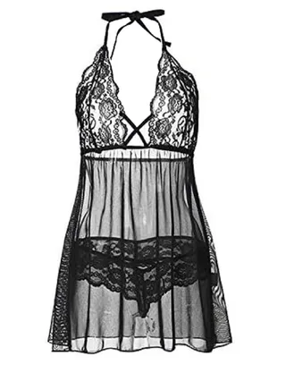 WomenFull Slip Lace Modal Chemises Short Sleeve V Neck Nightgown. 