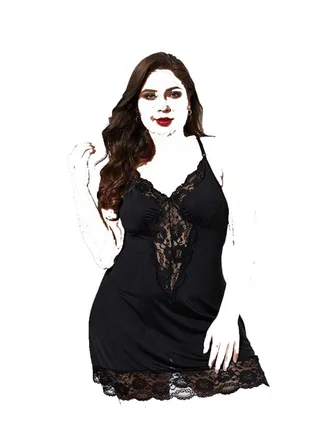 Women Full Slip Lace Modal Chemises Short Sleeve V Neck NightWear Dress 