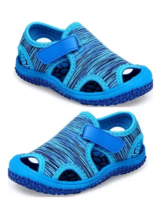 Closed Toe Flat Sandals Camouflage Blue 