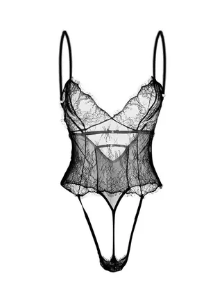 Lace Suspender Sleepwear Nightdress Black 