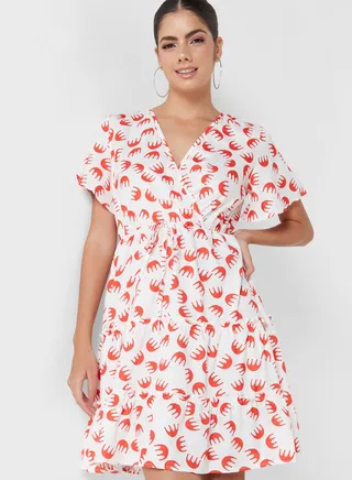 Ruffled Printed Dress 