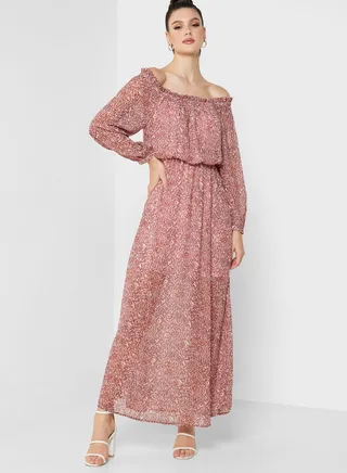 Bardot Printed Ruffle Detail Dress 