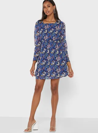 Printed Fit And Flare Dress