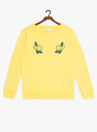 Girls Applique Sweatshirt Yellow 