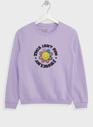 Girls Slogan Printed Sweatshirt 