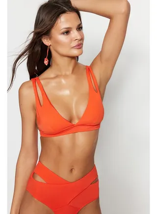 Red Triangle Cut Out/Windowed Bikini Top TBESS20BU0202 