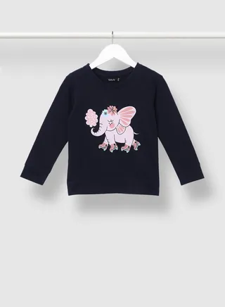 Girls Graphic Printed Sweatshirt Black 