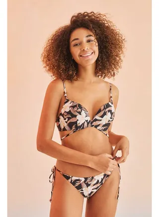 Tropical print push-up bikini top 