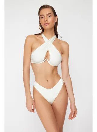 Ecru Balconette Inverted V Underwire Bikini Top TBESS22BU0203 
