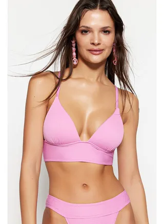 Purple Triangle Push Up Textured Bikini Top TBESS21BU0010 