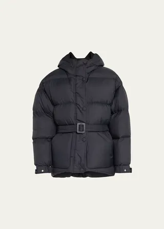 Michlin Nylon Puffer Jacket with Bear Ear Detail