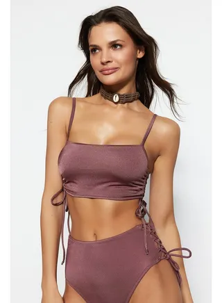 Brown Strapless Tunnel Bikini Top TBESS22BU0046 