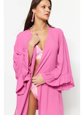 Mini Woven Flywheel Kimono & Kaftan with Pink Belt TBESS21KM0002 