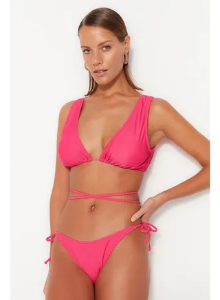 Fuchsia Triangle Tie Bikini Top TBESS22BU0082 